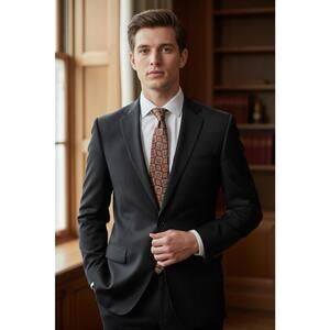 J. S. Blank Burgundy Squares Tie 100% Silk 3.75" Wide